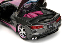 2020 Chevrolet Corvette Stingray Gray Metallic with Pink Carbon Hood and Top "Pink Slips" Series 1/24 Diecast Model Car by Jada image 5