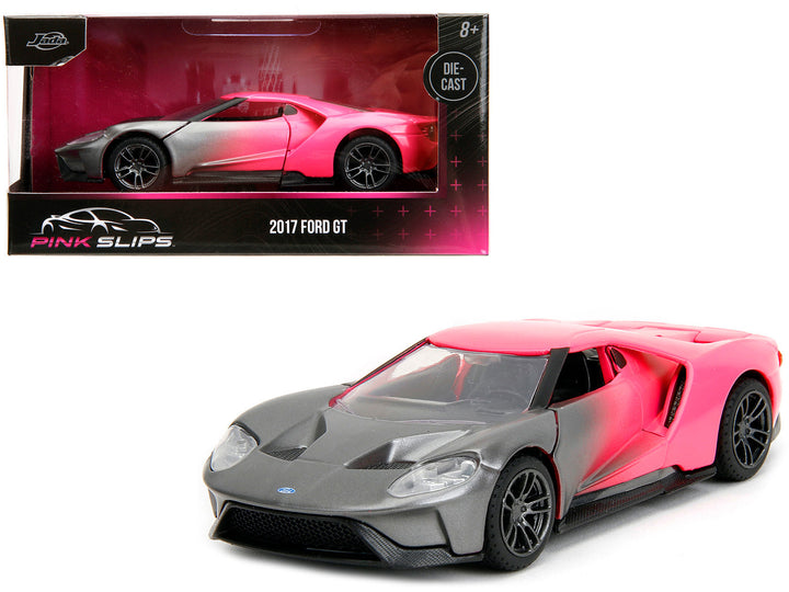 2017 Ford GT Gray Metallic and Pink Gradient "Pink Slips" Series 1/32 Diecast Model Car by Jada image 2