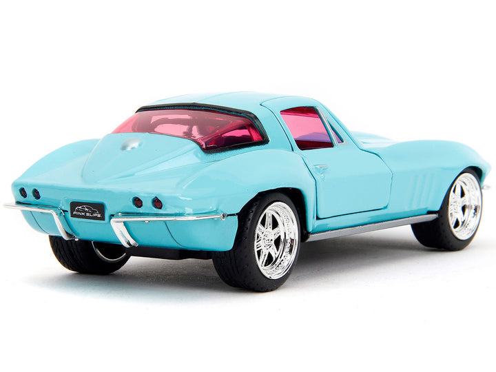 1966 Chevrolet Corvette Light Blue with Pink Tinted Windows "Pink Slips" Series 1/32 Diecast Model Car by Jada image 2