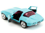 1966 Chevrolet Corvette Light Blue with Pink Tinted Windows "Pink Slips" Series 1/32 Diecast Model Car by Jada image 4