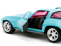 1966 Chevrolet Corvette Light Blue with Pink Tinted Windows "Pink Slips" Series 1/32 Diecast Model Car by Jada image 5