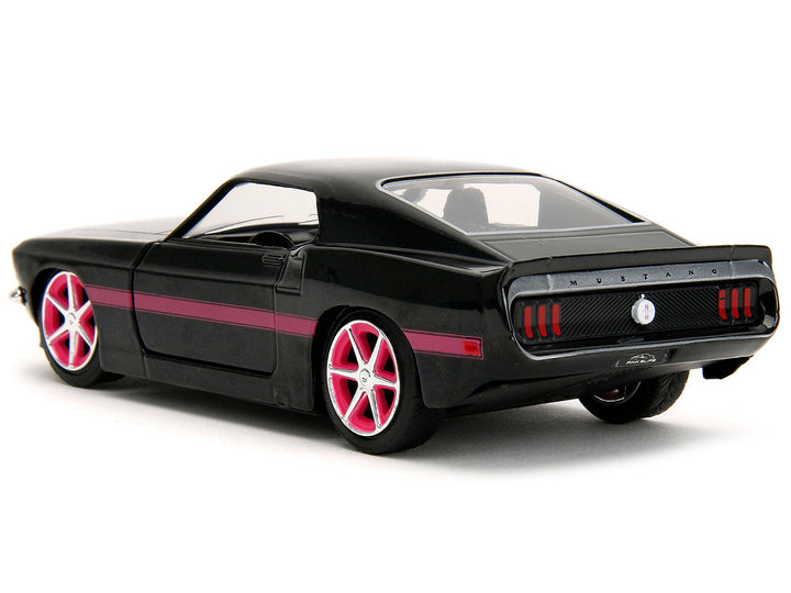 1969 Ford Mustang Black Metallic with Pink Stripes and Wheels "Pink Slips" Series 1/32 Diecast Model Car by Jada image 2