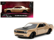 2012 Dodge Challenger SRT8 Gold Metallic with Black Hood "Pink Slips" Series 1/32 Diecast Model Car by Jada image 3