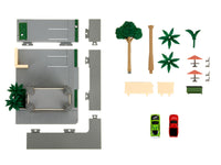 Toretto Cafe Diorama with Mitsubishi Eclipse Green and Ford F-150 SVT Lightning Red "Fast and Furious" "Nano Scene" Series Model by Jada image 2
