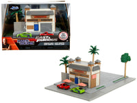 Toretto Cafe Diorama with Mitsubishi Eclipse Green and Ford F-150 SVT Lightning Red "Fast and Furious" "Nano Scene" Series Model by Jada image 5