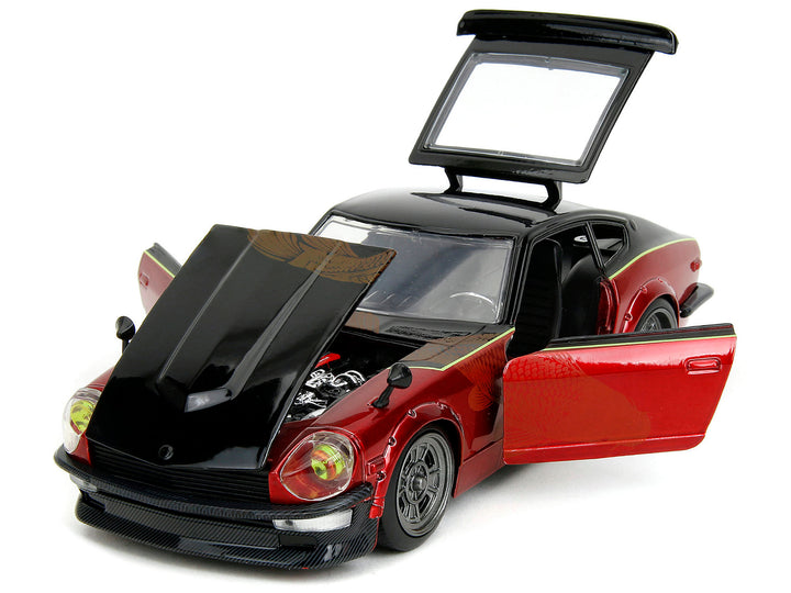 1972 Datsun 240Z Black and Red Metallic with Graphics "Fast X" (2023) Movie "Fast & Furious" Series 1/24 Diecast Model Car by Jada image 2
