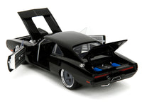 Black 1970 Dodge Charger R/T, Fast X, 1:24, rear view with panels open — Jada 34918