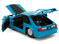 1989 Ford Mustang GT Blue with Black Hood Stripes "Fast & Furious" Series 1/24 Diecast Model Car by Jada image 2