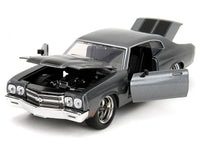 1970 Chevrolet Chevelle SS Gray Metallic with Black Stripes "Fast & Furious" (2009) Movie "Fast & Furious" Series 1/24 Diecast Model Car by Jada image 2