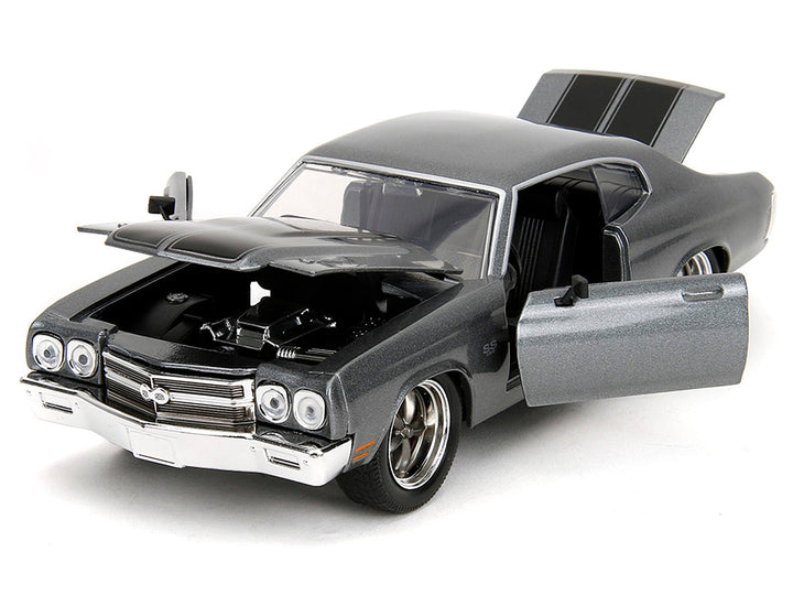 1970 Chevrolet Chevelle SS Gray Metallic with Black Stripes "Fast & Furious" (2009) Movie "Fast & Furious" Series 1/24 Diecast Model Car by Jada image 2