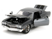 1970 Chevrolet Chevelle SS Gray Metallic with Black Stripes "Fast & Furious" (2009) Movie "Fast & Furious 25th Anniversary" Series 1/24 Diecast Model Car by Jada image 2