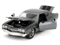 1970 Chevrolet Chevelle SS Gray Metallic with Black Stripes "Fast & Furious" (2009) Movie "Fast & Furious 25th Anniversary" Series 1/24 Diecast Model Car by Jada image 2