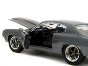 1970 Chevrolet Chevelle SS Gray Metallic with Black Stripes "Fast & Furious" (2009) Movie "Fast & Furious 25th Anniversary" Series 1/24 Diecast Model Car by Jada image 3