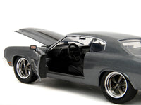 1970 Chevrolet Chevelle SS Gray Metallic with Black Stripes "Fast & Furious" (2009) Movie "Fast & Furious 25th Anniversary" Series 1/24 Diecast Model Car by Jada image 3