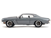 1970 Chevrolet Chevelle SS Gray Metallic with Black Stripes "Fast & Furious" (2009) Movie "Fast & Furious 25th Anniversary" Series 1/24 Diecast Model Car by Jada image 4