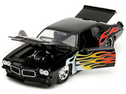 1971 Pontiac GTO Black with Flame Graphics "Bigtime Muscle" Series 1/24 Diecast Model Car by Jada image 4