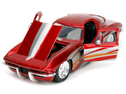 1963 Chevrolet Corvette Stingray Red Metallic with Silver Graphics "Bigtime Muscle" Series 1/24 Diecast Model Car by Jada image 2