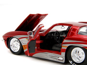 1963 Chevrolet Corvette Stingray Red Metallic with Silver Graphics "Bigtime Muscle" Series 1/24 Diecast Model Car by Jada image 3