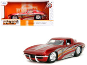 1963 Chevrolet Corvette Stingray Red Metallic with Silver Graphics "Bigtime Muscle" Series 1/24 Diecast Model Car by Jada image 4
