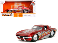 1963 Chevrolet Corvette Stingray Red Metallic with Silver Graphics "Bigtime Muscle" Series 1/24 Diecast Model Car by Jada image 4