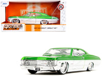 1967 Chevrolet Impala SS Green Metallic and White with White Interior "Bigtime Muscle" Series 1/24 Diecast Model Car by Jada image 5