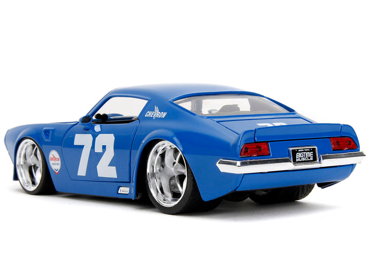 1972 Pontiac Firebird #72 Blue with White Stripe "Chevron" "Bigtime Muscle" Series 1/24 Diecast Model Car by Jada image 2