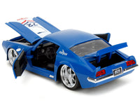 1972 Pontiac Firebird #72 Blue with White Stripe "Chevron" "Bigtime Muscle" Series 1/24 Diecast Model Car by Jada image 3