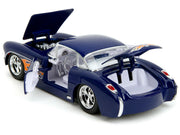 1957 Chevrolet Corvette Dark Blue with Flame Graphics and White Interior "Bigtime Muscle" Series 1/24 Diecast Model Car by Jada image 3