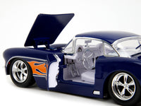 1957 Chevrolet Corvette Dark Blue with Flame Graphics and White Interior "Bigtime Muscle" Series 1/24 Diecast Model Car by Jada image 5
