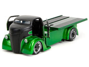 1947 Ford COE Flatbed Truck Green Metallic and Matt Black "Toyo Tires" with Extra Wheels "Just Trucks" Series 1/24 Diecast Model Car by Jada image 3