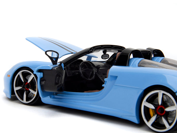 Porsche Carrera GT Convertible Blue with Black Stripes "Pink Slips" Series 1/24 Diecast Model Car by Jada image 2