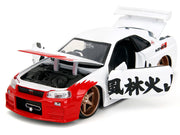 2002 Nissan Skyline GT-R (R34) RHD (Right Hand Drive) White with Red Graphics and Ryu Diecast Figure "Street Fighter" Video Game "Anime Hollywood Rides" Series 1/24 Diecast Model Car by Jada image 5