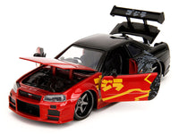 Jada 2002 Nissan Skyline GT-R R34 red black Godzilla vs Destoroyah 1:24 35133, view 2