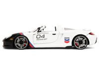 Porsche Carrera GT Convertible #04 "Chevron" White with Graphics "Hyper-Spec" Series 1/24 Diecast Model Car by Jada image 3