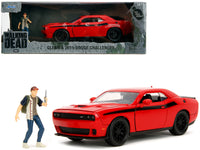 2015 Dodge Challenger Red with Black Stripes and Glenn Diecast Figure "The Walking Dead" (2010-2022) TV Series "Hollywood Rides" Series 1/24 Diecast Model Car by Jada image 5
