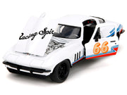 1966 Chevrolet Corvette #66 "Racing Spirit" White with Graphics "Bigtime Muscle" Series 1/24 Diecast Model Car by Jada image 4