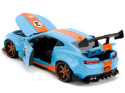 2016 Chevrolet Camaro Widebody #3 Light Blue with Orange Stripes "Gulf Oil" "Wide Body" Series 1/24 Diecast Model Car by Jada image 3