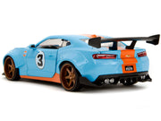 2016 Chevrolet Camaro Widebody #3 Light Blue with Orange Stripes "Gulf Oil" "Wide Body" Series 1/24 Diecast Model Car by Jada image 5