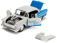 1955 Chevrolet Bel Air "Ghost Gas - Mike's Speed Equip" Light Gray and Blue "Bigtime Muscle" Series 1/24 Diecast Model Car by Jada image 3