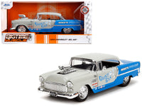 1955 Chevrolet Bel Air "Ghost Gas - Mike's Speed Equip" Light Gray and Blue "Bigtime Muscle" Series 1/24 Diecast Model Car by Jada image 5