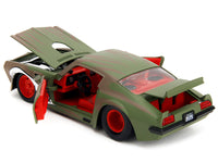 1972 Pontiac Firebird #9 Green Camouflage Flames with Graphics and Red Interior "Bigtime Muscle" Series 1/24 Diecast Model Car by Jada image 3