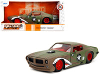 1972 Pontiac Firebird #9 Green Camouflage Flames with Graphics and Red Interior "Bigtime Muscle" Series 1/24 Diecast Model Car by Jada image 5