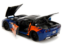 2006 Chevrolet Corvette Z06 #333 "Spirit Racing" Blue Metallic and Orange with Black Hood and Top "Bigtime Muscle" Series 1/24 Diecast Model Car by Jada image 3