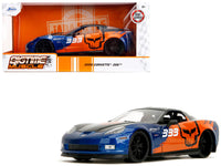 2006 Chevrolet Corvette Z06 #333 "Spirit Racing" Blue Metallic and Orange with Black Hood and Top "Bigtime Muscle" Series 1/24 Diecast Model Car by Jada image 5