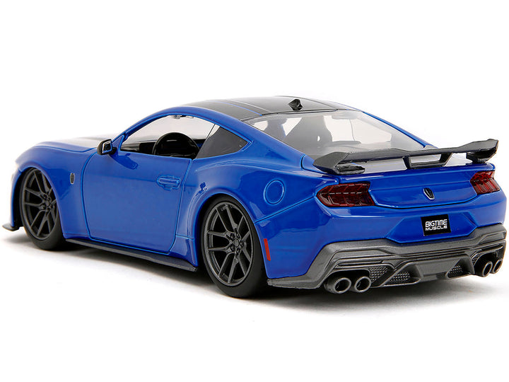 2024 Ford Mustang Dark Horse Blue Metallic with Black and Gray Stripes "Bigtime Muscle" Series 1/24 Diecast Model Car by Jada image 2