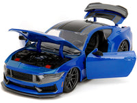 2024 Ford Mustang Dark Horse Blue Metallic with Black and Gray Stripes "Bigtime Muscle" Series 1/24 Diecast Model Car by Jada image 3