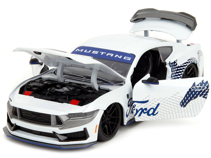2024 Ford Mustang Dark Horse White with "Mustang Horse Graphics" "Bigtime Muscle" Series 1/24 Diecast Model Car by Jada image 2