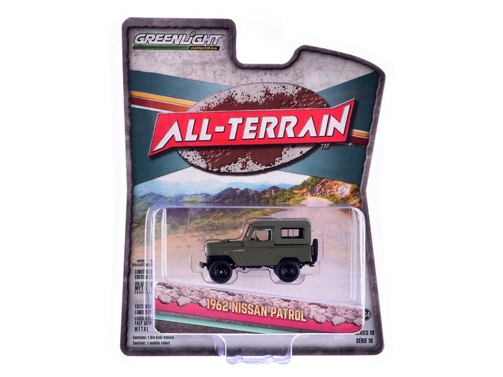 1962 Nissan Patrol Matt Olive Green "All Terrain" Series 16 1/64 Diecast Model Car by Greenlight image 2