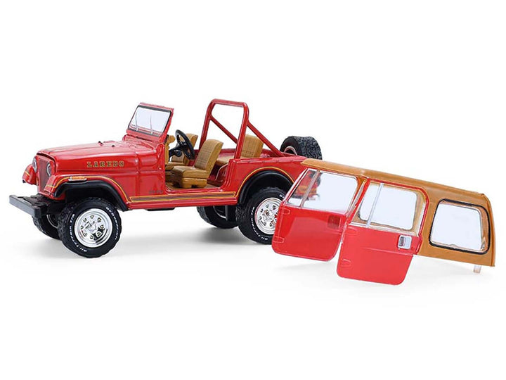1980 Jeep CJ-7 Laredo Red with Tan Top "All Terrain" Series 17 1/64 Diecast Model Car by Greenlight image 2