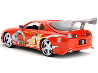 1995 Toyota Supra Red with Graphics and Saitama Diecast Figure "One Punch Man" (2015-2019) TV Series 1/24 Diecast Model by Jada image 3